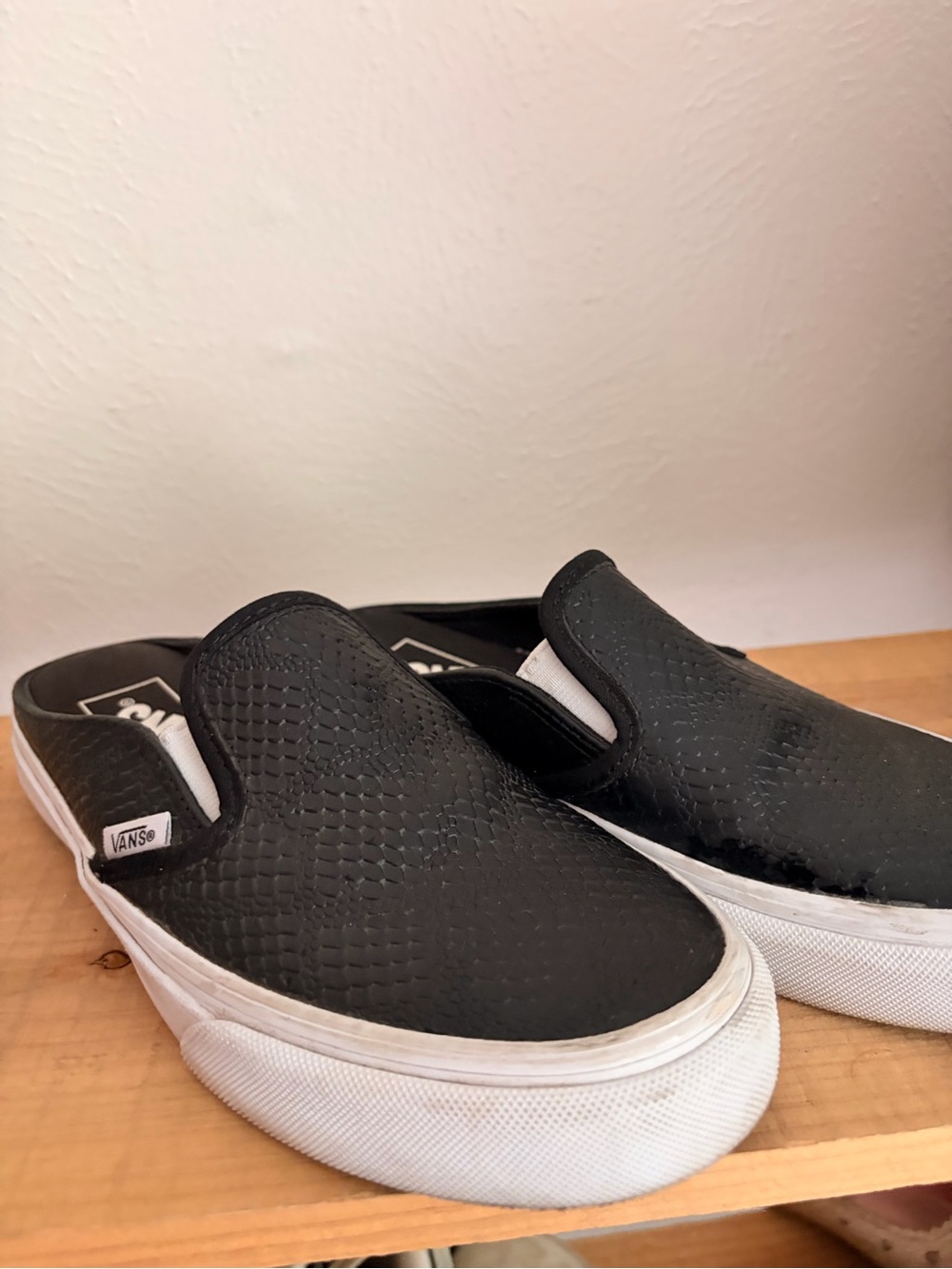 Vans Black Slip-On Mules with White Sole